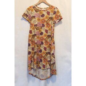 LuLaRoe Carly Dress Women's XXS High Low Floral Cowboy Boots Multicolor Flowy‎
